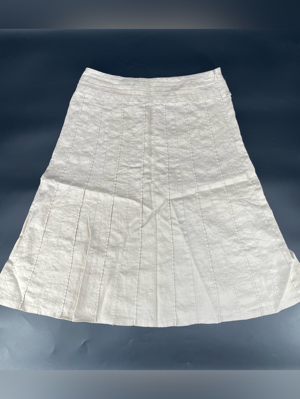 Monsoon Cream White Textured Pleated A-Line Boho Cottage Skirt Size 8